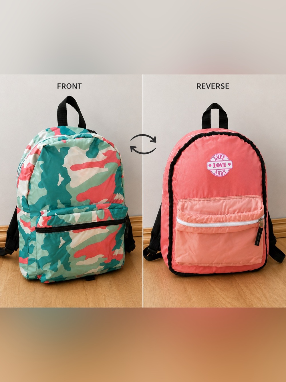 Reversible Girl’s Backpack, Lightsweight, 16x11.5x6, Cute!!!
